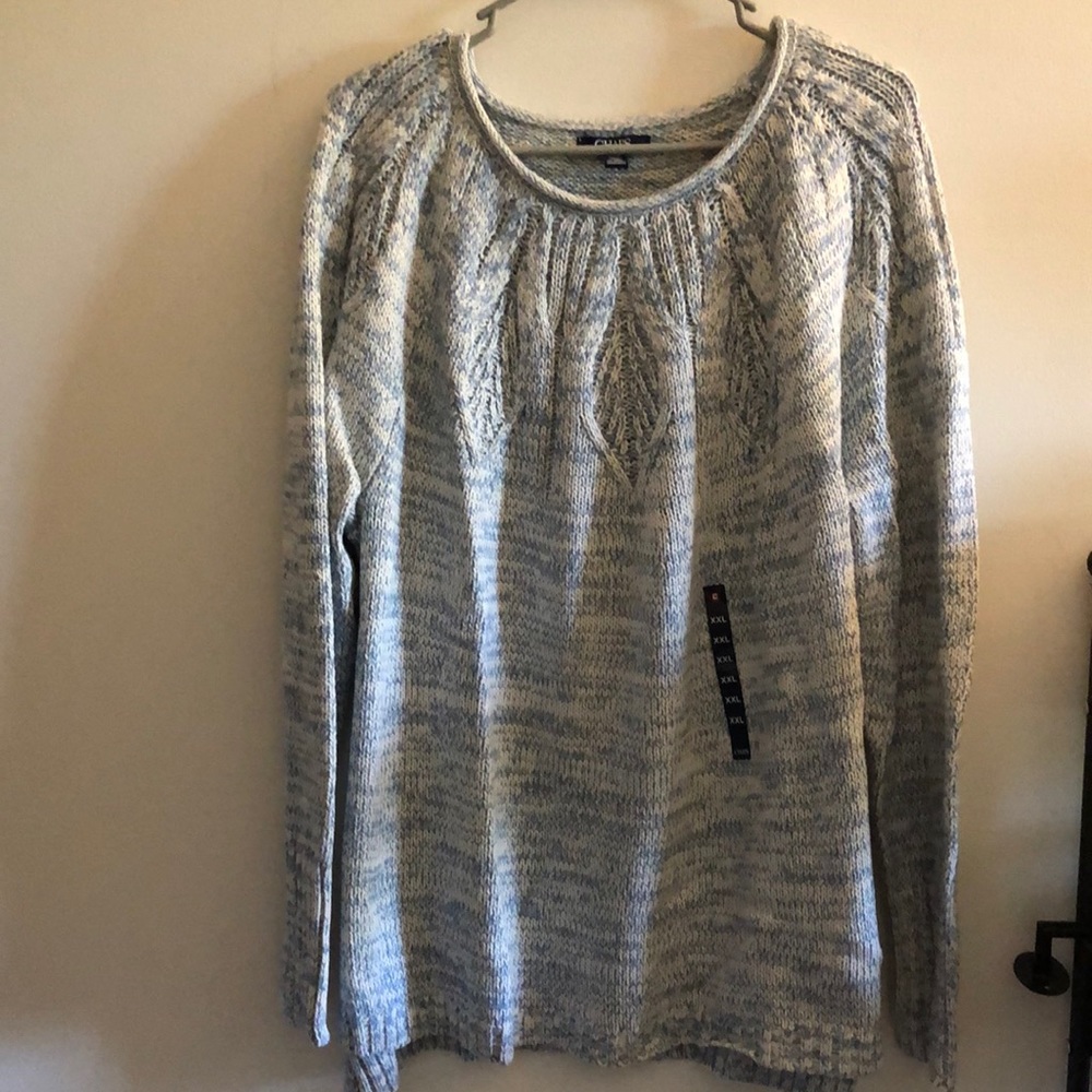 Chaps 2X Blue and white knit sweater